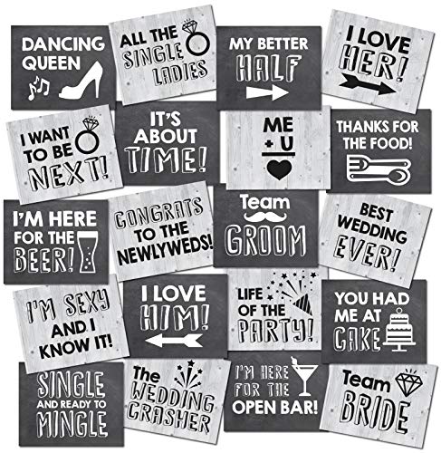 20 Designs, 8x10, Double Sided, Photo Booth Props, Wedding Props Photo Booth Signs,