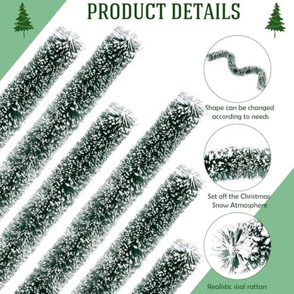 Youyole 6 Pcs Christmas Village Flexible Sisal Hedge Winter Xmas Garden Decor Accessories Greenery Wall Backdrop Snowed Rattan Railing Fence for Miniature Township