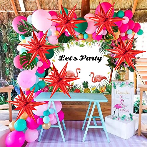 72 Pcs Red Star Balloons - 26 Inch Explosion Foil Cone Balloons, 12 Point Large Spike Balloon for Wedding Birthday Party Decoration Baby Shower Photo Background - color: Red Star Cones, 26 Inch