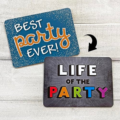 Plastic Photo Booth Prop Signs - Set of 10 Phrases - PARTY Mix