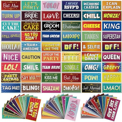AceOrbit 64 Designs Funny Photo Booth Prop for All Occasion Double Sided 11x5.5'' Photobooth Props Sign Decor DIY Waterproof Selfie Sign for Wedding Graduate Birthday Party Supplies(Classic Style) - style: Classic Style