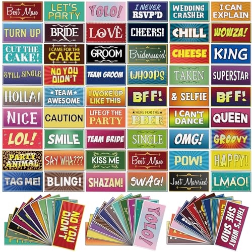 AceOrbit 64 Designs Funny Photo Booth Prop for All Occasion Double Sided 11x5.5'' Photobooth Props Sign Decor DIY Waterproof Selfie Sign for Wedding Graduate Birthday Party Supplies(Classic Style) - style: Classic Style