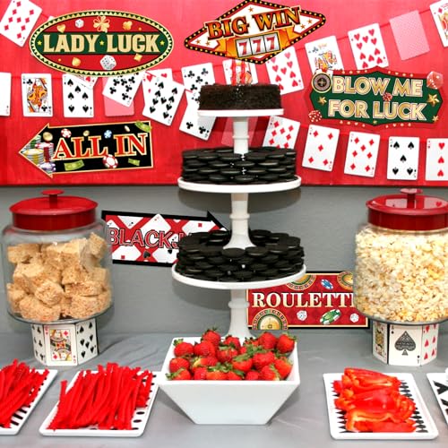 20 Pieces Casino Party Decorations Vegas Themed Party Directional Signs Casino Signs Welcome to Las Vegas Party Decorations Casino Night Poker Chip Dice Birthday Party Supplies - style: Casino