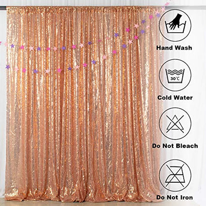 ShinyBeauty Rose Gold Sequin Backdrop 7FTx7FT Photo Booth Backdrops Wedding Curtains Rose-Golden Sequin Fabric Backdrop Glitter Drapes for Baby Party Birthday Background - color: Rose Gold, size: 7FTx7FT