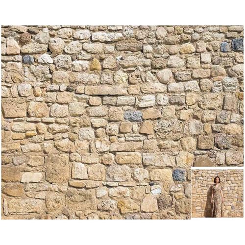 10x8FT Rock Brick Photography Background Vintage Brick Stone Wall Photo Backdrop Newborn Party Decorations Adults Portrait Photoshoot Banner Home Decor Supplies Polyester - size: 10x8FT