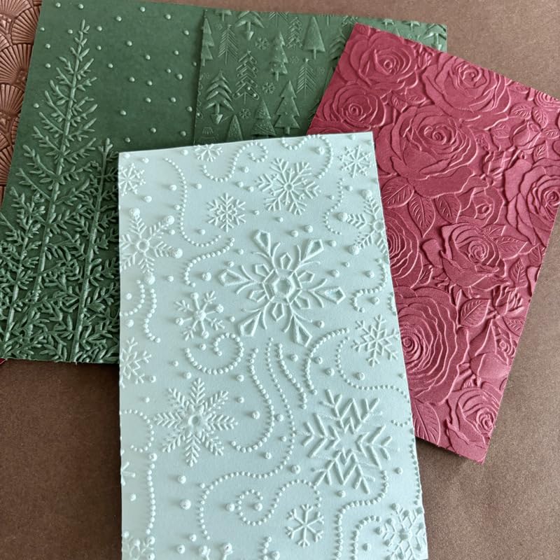 3D Embossing Folders for Card Making, 3Pcs Christmas Elk Snowflakes Flower Plastic Embossing Folders Embossing Folder Craft Card Template for DIY Scrapbooking - color: 3 Pack Christmas