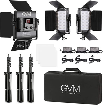 GVM RGB LED Video Lighting Kit, 800D Studio Video Lights with Panel, APP Control for YouTube Photography Lighting, , 3200K-5600K, 8 Kinds of The Scene Lights, 3 Packs - size: 3 Packs
