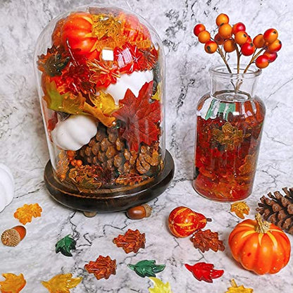 Jangostor 200 PCS Acrylic Leaves Mini Pumpkins Acorns Maple Leaves Acrylic Fall Decorations, Thanksgiving Table Scatter Fall Vase Filler Gems for DIY Crafts, Home, Thanksgiving and Autumn Decoration