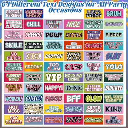 AceOrbit 64 Designs Funny Photo Booth Prop for All Occasion Double Sided 11x5.5'' Photobooth Props Sign Decor DIY Waterproof Selfie Sign for Wedding Graduate Birthday Party Supplies(Funny Style) - style: Funny Style