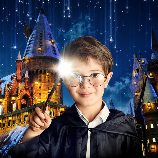 8x6ft Witch Wizard School Magic Castle Backdrop Photography Halloween Night Moon Background Sorcerer Party Banner Decors for Child Kid Portrait Photo Booth Prop SK6218D - color: SK6218, size: 8x6ft