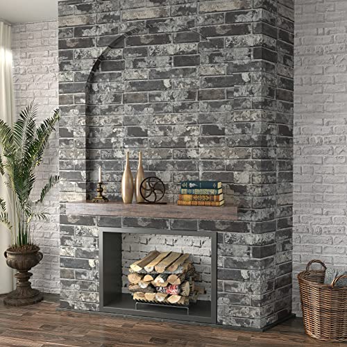 VaryPaper 15.7''x78.7'' Grey Brick Wallpaper Peel and Stick 3D Faux Brick Wall Paper Roll Waterproof Self Adhesive Removable Brick Contact Paper for Walls Bedroom Bathroom Kitchen Backsplash Fireplace - color: Grey Brick, size: 15.7" x 78.7"