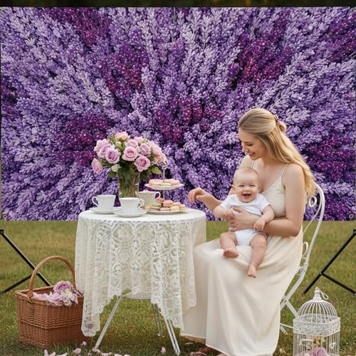 Lavender Backdrop Purple Floral Background for Photography Lavender Flower Wall Backdrop for Wedding Bridal Shower Birthday Baby Shower Home Decorations Background Photo Booth 71x43 Inch - style: Lavender