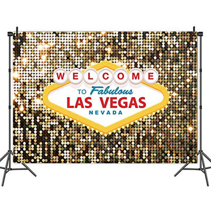Welcome to Las Vegas Photography Backdrops 7x5ft Vinyl Fabulous Casino Poker Movie Themed Vintage Costume Dress-up Birthday Prom Ceremony Photo Background Studio Booth Props Supplies - size: 7x5 FT