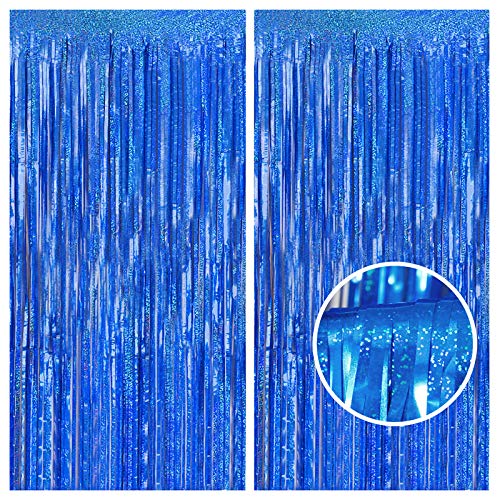 Melsan Graduation Decorations 2026, Tinsel Curtain Backdrop for Graduation Party - Royal Blue Sparkle Foil Fringe Curtains for Class of 2026 Photo Booth, 4th of July Patriotic Decor, 2 Pack 3.2x8.2 Ft - color: Navy