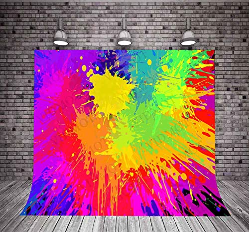 Colorful Paint Splash Backdrop Abstract Graffiti Style Photography Background Hip Hop 80's 90's Theme Vinyl 8x8ft Banner Photo Studio Props BJLSPH1944 - size: 8x8ft