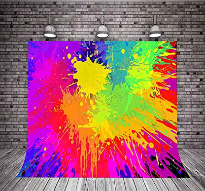 Colorful Paint Splash Backdrop Abstract Graffiti Style Photography Background Hip Hop 80's 90's Theme Vinyl 8x8ft Banner Photo Studio Props BJLSPH1944 - size: 8x8ft