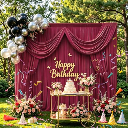 Gallety Red Backdrop Curtain for Wedding, Polyester Photography Backdrop Drapes - 30FT x 10FT Photobooth Backdrop Curtains for Celebration,Birthday,Event,Graduation Party Decorations - color: Red, size: W5' x H10'(6 panels)