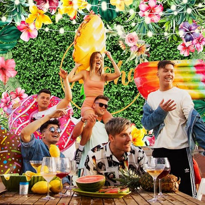 Aloha Summer Tropical Hawaiian Backdrop 12x8 FT Backdrops Luau Party Decorations for Adults Birthday Decor Baby Shower Banners Photography Background for Photo Booth Props - size: 12x8 FT