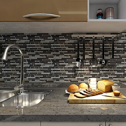 Art3d Self Adhesive Wall Tile (11.8 x 11.8inches,10 Tiles) Peel and Stick Backsplash for Kitchen, Bathroom - color: Brown Marlbe