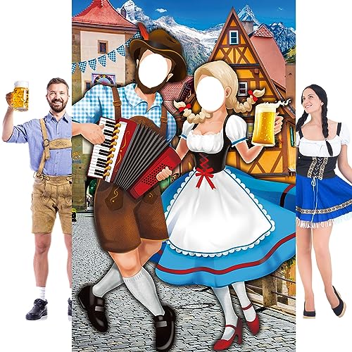 Tudomro Oktoberfest Couple Photo Door Banner Party Decorations 6 x 4 ft Oktoberfest Photo Prop Bavarian Backdrop Door Banner Backdrop Supplies for Themed Party Decor German - style: Beer