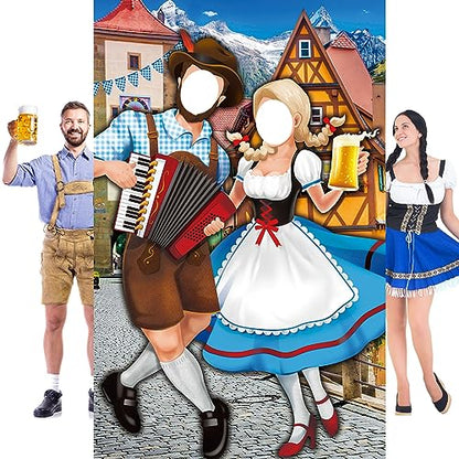 Tudomro Oktoberfest Couple Photo Door Banner Party Decorations 6 x 4 ft Oktoberfest Photo Prop Bavarian Backdrop Door Banner Backdrop Supplies for Themed Party Decor German - style: Beer