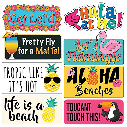 Luau Photo Booth Props - 40 Pieces - Hawaiian Tropical Tiki Party Supplies, Decorations and Gifts
