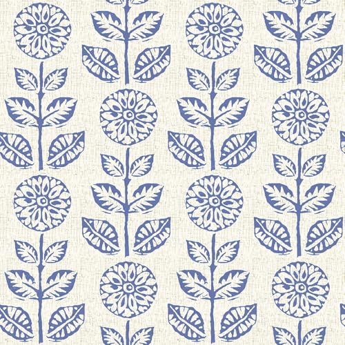 Wudnaye Blue Floral Peel and Stick Wallpaper Blue and White Contact Paper 17.7in×118in Vintage Floral Self Adhesive Wallpaper Navy Removable Tulip Wall Paper Waterproof for Bathroom Farmhouse Decor - color: Blue, size: 17.7" x 118.1"