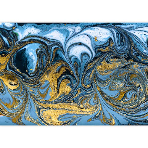 wall26 Removable Wall Sticker/Wall Mural Gold Blue Vibrant Wave Pattern Abstract Shapes Digital Art Modern Art Decorative Panorama Multicolor Relax/Calm for Living Room, Bedroom, Office - 100"x144" - color: W28-2206-IRS06, size: 100"x144"