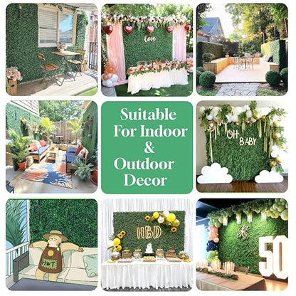 HWT 12 Pcs 20"X20"Grass Wall Backdrop, UV-Protected Greenery Wall Backdrop, Grass Wall Panels, Boxwood Hedge Wall Green Wall Decor Boxwood Panels Indoor & Outdoor Decor