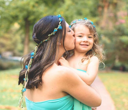 DDazzling Flower Crown Floral Wreath Headband Floral Garland Headbands Photo Props,Rose Flower Crown Kit, 3 Piece (Blue) - color: Blue