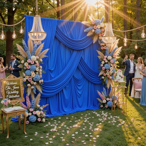 Wrinkle Free 10x8 ft Royal Blue Backdrop Curtains for Parties, Polyester Backdrop Drapes Soft Back Drop for Birthday Wedding Photography Background Decorations - color: Royal Blue, size: 10ftx8ft