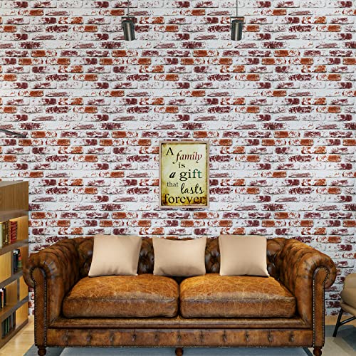 VaryPaper Rustic Red Brick Wallpaper 3D Faux Brick Peel and Stick Wallpaper 17.7''x315'' Brick Contact Paper for Walls Self Adhesive Removable Wallpaper for Kitchen Backsplash Living Room Fireplace - color: Red, size: 17.7" x 315"