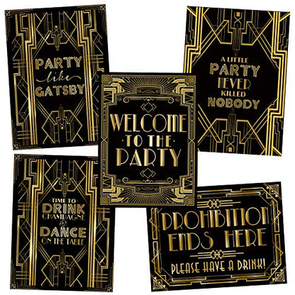 Roaring 20s Poster Photo Booth Props Sign 16x12inch A3 5-Pack - color: 5-in-set
