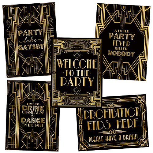 Roaring 20s Poster Photo Booth Props Sign 16x12inch A3 5-Pack - color: 5-in-set