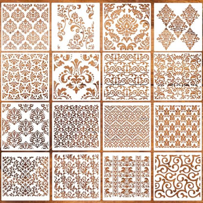 Damask Stencils 6inch Texture Stencils Reusable Layering Stencils Templates for Painting on Wood Furniture Canvas Paper Fabric - style: Damask