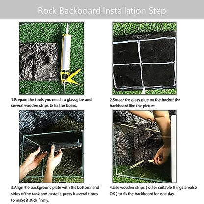4pcs Rock Terrarium Background,3D Reptile Tank Background Board,Amphibian Stereo Backdrop Wall,Lizard Snake Gecko Spider Chameleon Turtle Fish pet silo Background Decorative Panel - color: brown