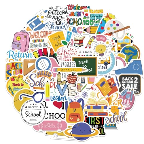 50Pcs Funny Back to School Stickers for Students Teachers Water Bottles, Classroom Decorations Decals Decor, Multicolor Modern Science Stickers for Teens, Studentss (Back to School) - color: Back to School