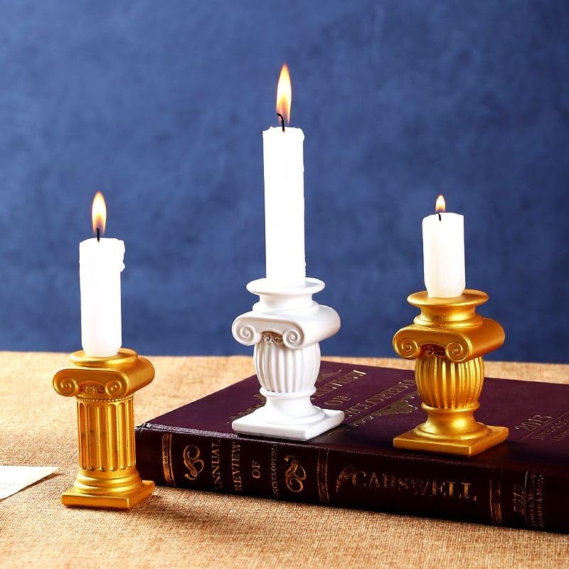 Mini Nordic Resin Roman Column, Greek Sculptural Angel Display, Photo Props, Candle Holder, Sketching Art Teaching Tools (Ionic B (Gold) - 8.2cm) - color: Ionic B (Gold) - 8.2cm
