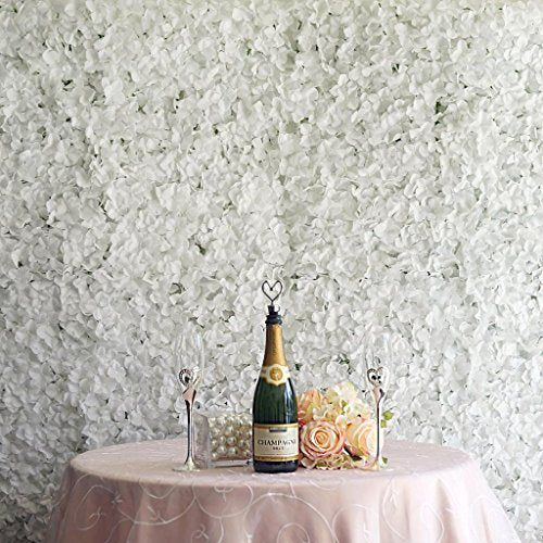 Enova Floral 4 Pack 11 Sq ft. Artificial Hydrangea Flowers Wall Mat Panel Faux Foliage Flowers Backdrop for Wedding Party Photo Event Decoration (White, 4) - color: White