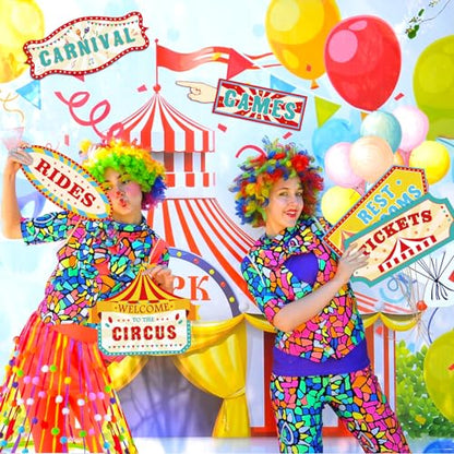 Hooqict 20 Pieces Carnival Decorations Circus Theme Party Directional Signs Carnival Party Signs Welcome to The Circus for Kids Carnival Birthday Party Decorations Supplies - style: Carnival