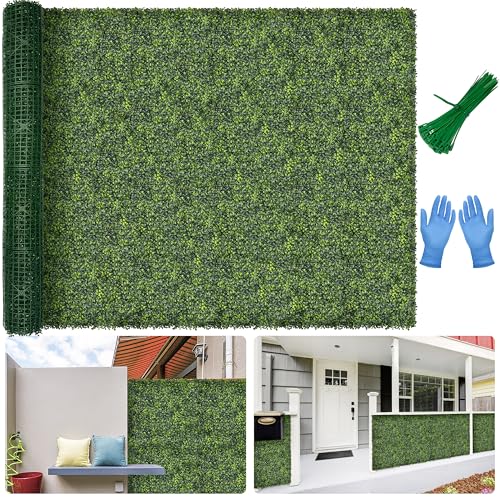 Artificial Boxwood Backdrop Roll: 80"x120" (67 sqft) UV-Anti Greenery Faux Grass Hedge for Indoor Outdoor Green Wall Decor, Patio Privacy Screen, Garden Fence Covering - size: 80"x120"
