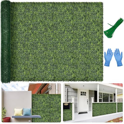 Artificial Boxwood Backdrop Roll: 80"x120" (67 sqft) UV-Anti Greenery Faux Grass Hedge for Indoor Outdoor Green Wall Decor, Patio Privacy Screen, Garden Fence Covering - size: 80"x120"