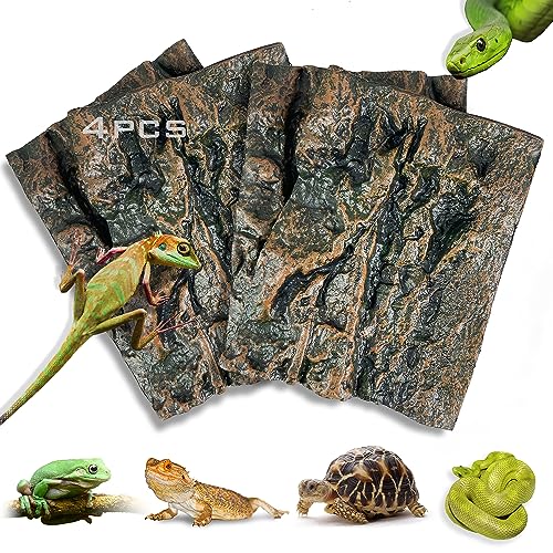 4pcs Rock Terrarium Background,3D Reptile Tank Background Board,Amphibian Stereo Backdrop Wall,Lizard Snake Gecko Spider Chameleon Turtle Fish pet silo Background Decorative Panel - color: yellow
