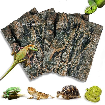 4pcs Rock Terrarium Background,3D Reptile Tank Background Board,Amphibian Stereo Backdrop Wall,Lizard Snake Gecko Spider Chameleon Turtle Fish pet silo Background Decorative Panel - color: yellow