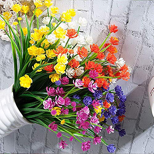 Grunyia 10 Bundles Artificial Daffodil Outdoors Flowers (Blue) - color: Blue-daffodil