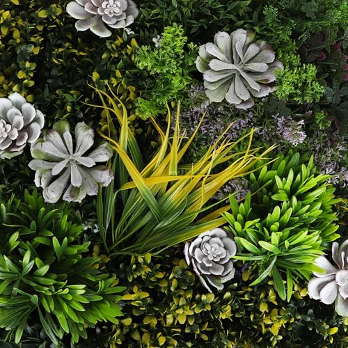 3rd Street Inn Greenery Panel - Artificial Hedge Wall - Fake Plant Wall Backdrop - Privacy Screen - Interlocking Panels - Indoor Outdoor Décor (12, Coastal Haven Mix) - color: Coastal Haven Succulent Mix