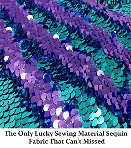 DUOBAO Changing Sequin Fabric (Lavender to Aqua) | 2 Yards DIY Craft Material for Costumes, Home Decor, Party Supplies - color: Lavender to Aqua, size: 2 Yards