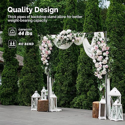 ShowMaven Backdrop Stand, 8x10 ft Adjustable Photo Backdrop Stand Kit, Heavy Duty Background Stand with Steel Base for Photography, Baby Shower, Birthday Parties, Wedding - color: Black