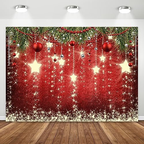 9x6ft Red Christmas Backdrop with Sparkling Stars - Perfect for Photography & Photoshoots - size: 9x6ft