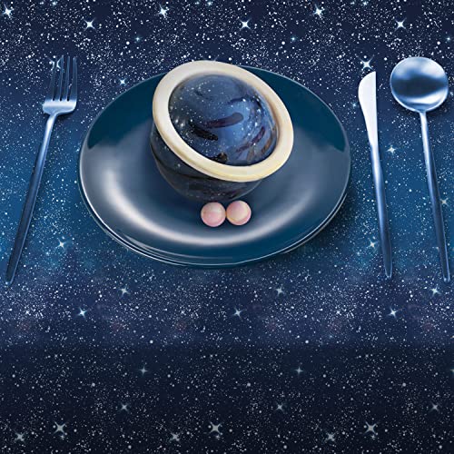 Space Tablecloth Gatherfun Space Stars Theme Party Supplies Starry Night Tablecloth Waterproof Plastic Galaxy Table Cover for Birthday Party Decorations 54x108 Inch 3PCS - style: Space
